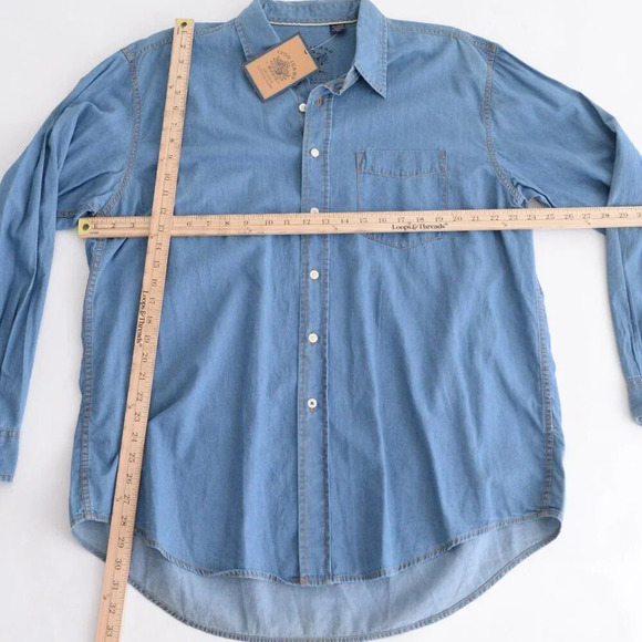 Izod Jeans Button Up Western Blue Denim Shirt XL - Picture 3 of 10